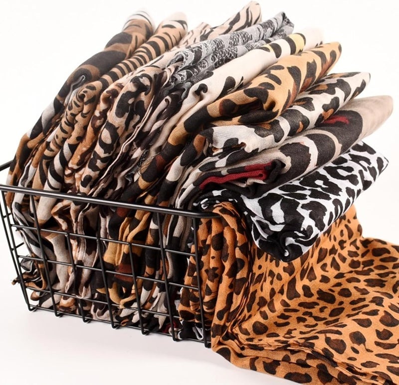 VJHX Leopard Print Shawls and Wraps for Womens Cheetah Hijab Scarf Voile Sheer Beach Scarves Sunscreen Head Shawl - Image 3